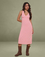 Lisheva Midi Dress in Tile Flower Pink