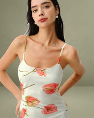 White Floral Slip Midi Dress