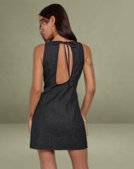 Ayana Backless Mini Dress in Chambray Dark Indigo
