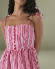 Kesyani Mini Dress in Vertical Pink Stripe