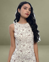 Hoover Maxi Dress in Line Flower Cream