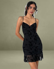 Micaya Mini Dress In Black Botanical Flower