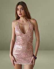 Bertolt Mini Dress in Boho Batik Sequin Pink