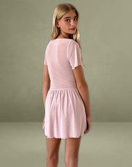Geni Mini Dress in Mesh Baby Pink