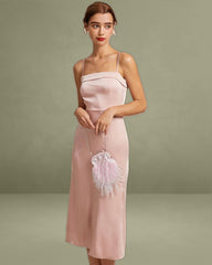 The Pink Bodycon Satin Cami Midi Dress