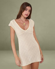 Mariza Mini Dress in Pointelle Ivory
