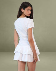 Movan Dropped Waist Mini Dress in White
