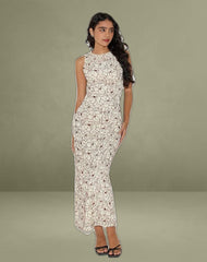 Hoover Maxi Dress in Line Flower Cream