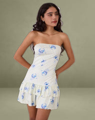 Sitav Dress in Floral Stripe Cream