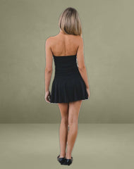 Yasmin Bandeau Mini Dress in Slinky Black
