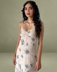 Kamala Midi Dress in Wild Rose Blue