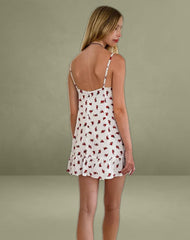 Tavi Mini Dress in White Rose Polka
