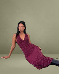 Gabriella Dress in Basic Polka Flock Berry