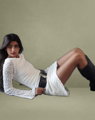 Sevila Long Sleeve Dress in Bubble Lace Ivory