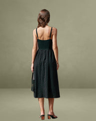 Black Sweetheart Neck Slip Midi Dress