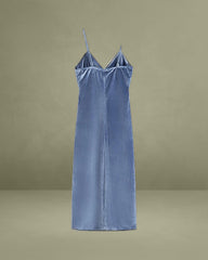 Blue Velvet Slip Midi Dress