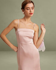 The Pink Bodycon Satin Cami Midi Dress