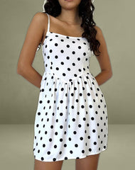 Ramana Mini Dress in 80s Polka White