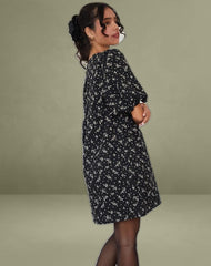 Marate Mini Dress in Floral Land Black