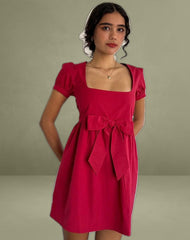 Leshiana Mini Dress in Poplin Adrenaline Red