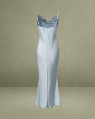 Grey Satin Slip Maxi Dress