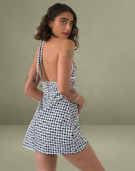 Corla Mini Dress in Black Floral Gingham