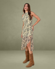 Tanta Midi Dress in Blurred Floral Yellow