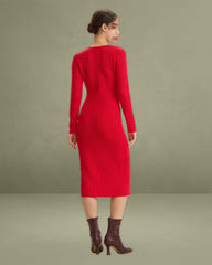 Red Cut-Out Bodycon Sweater Dress