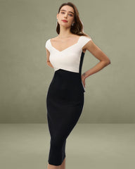 Black Contrast Bodycon Slip Sweater Dress