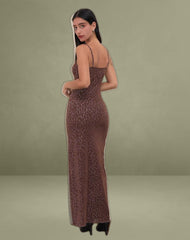 Darsih Maxi Dress in Rar Leopard Flock Chocolate