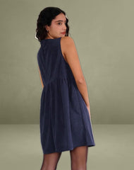 Sheba Mini Dress in Babycord Ink Blue