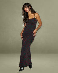 Darsih Maxi Dress in Lips Flock Black