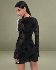 Sriti Mini Dress in Rose Flock Black