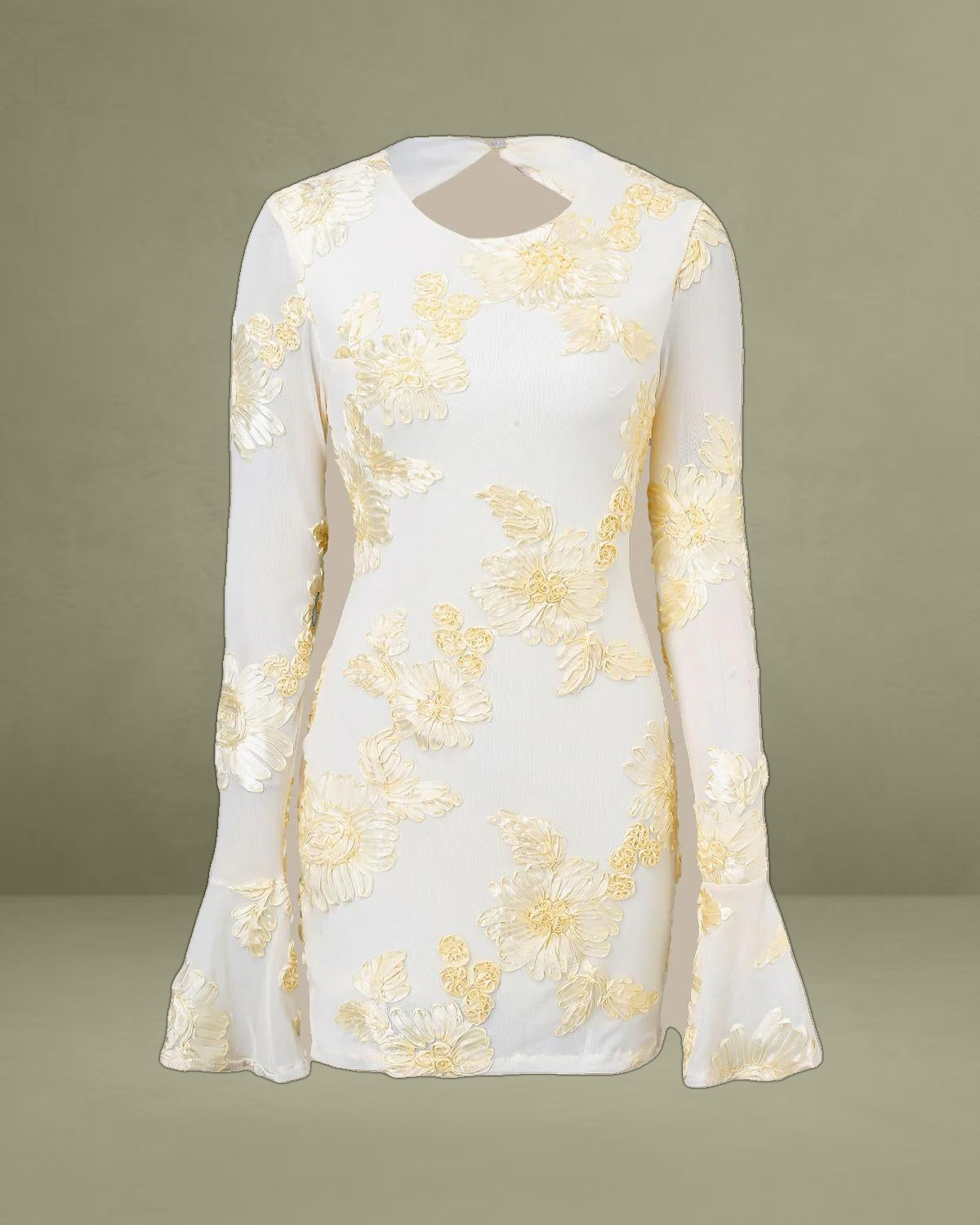 White Jacquard Bodycon Mini Dress