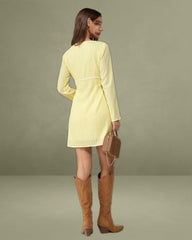 Yellow Square Neck A-Line Mini Dress