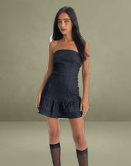 Luminis Mini Dress in Dark Denim Indigo