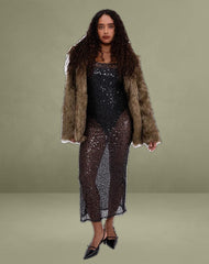 Darsih Maxi Dress in Sequin Mesh Black