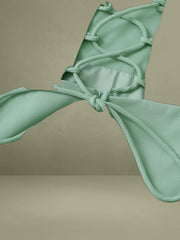 Green A-Line Backless Slip Maxi Dress