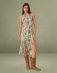 Tanta Midi Dress in Blurred Floral Yellow