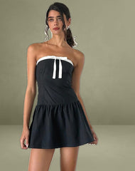 Faelas Mini Dress in Tap Shoe with Off White Bows