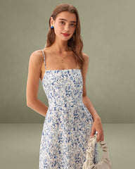 Blue Floral Slip Maxi Dress