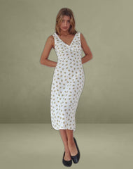 Lavisha Midi Dress in Funshine Floral Off White
