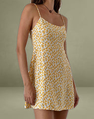 Alvary Mini Dress in Yellow Cosmos Garden