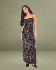 Darsih Maxi Dress in Flocked Rar Leopard