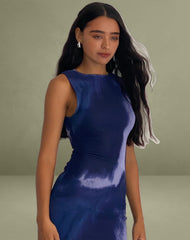 Fayola Printed Maxi Dress in Watercolour Navy