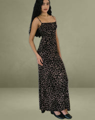 Darsih Maxi Dress in Flocked Rar Leopard