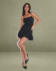 Tita Mini Dress in Black Sequin Lace