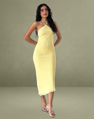 Ribka Midi Dress in Mesh Lemon