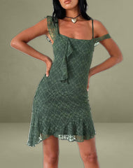 Jati Mini Dress in Sage Canina Rose Lace