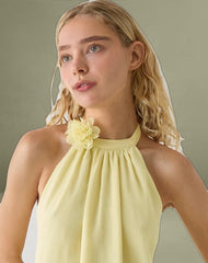 Margaux Mini Dress in Chiffon Lemon